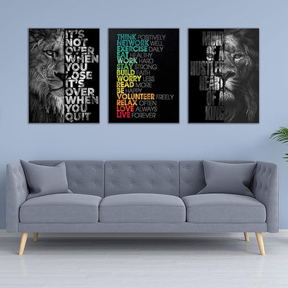 Motivational Canvas Painting Wall Art Execution Grind Hustle Inspirational Wall Art Success Entrepreneur Poster Positive Quotes Wall Poster Framed for Home Office Wall Decor[72''Wx 36''H]