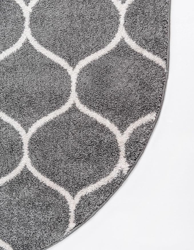 Unique Loom Trellis Frieze Collection Area Rug - Rounded (3' x 5' Oval, Dark Gray/ Ivory)