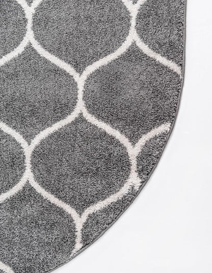 Unique Loom Trellis Frieze Collection Area Rug - Rounded (3' x 5' Oval, Dark Gray/ Ivory)