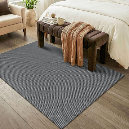 KOZYFLY Washable 4x6 Entry Woven Area Rug, Braided Throw Rugs for Entryway, Non Slip Door Mat Indoor Entrance, Front Porch Carpet for Foyer, Kitchen, Bedroom, Living Room, Grey/Dark Grey