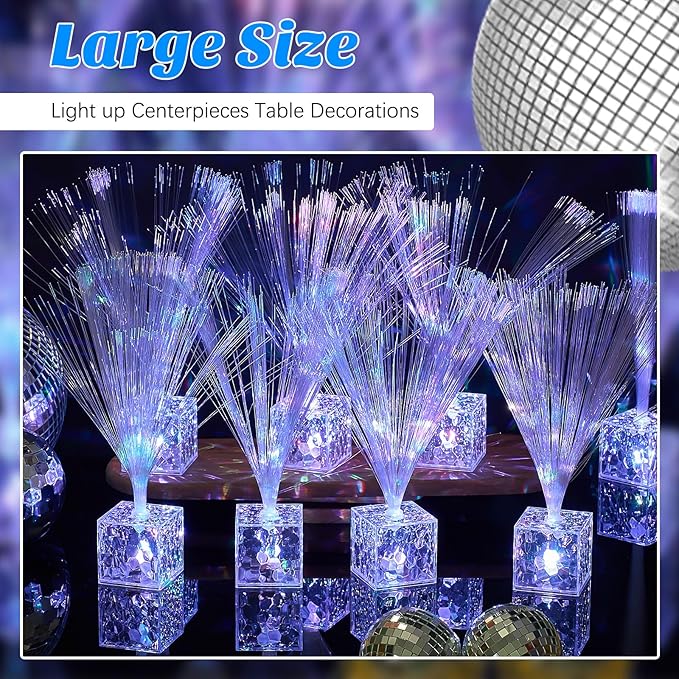 Amylove 8 Pcs Mini Fiber Optic Lamp Bulk LED Light Color Changing Table Centerpiece Glow in The Dark Party Favors Supplies for Wedding Graduation Prom Birthday Disco Dance Decorations (6 Inch)