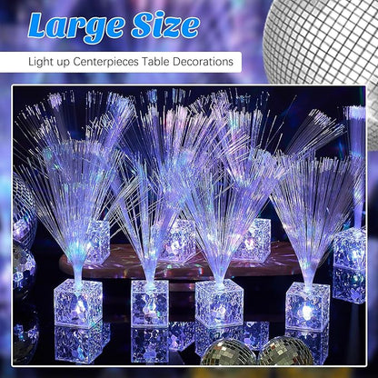 Amylove 8 Pcs Mini Fiber Optic Lamp Bulk LED Light Color Changing Table Centerpiece Glow in The Dark Party Favors Supplies for Wedding Graduation Prom Birthday Disco Dance Decorations (6 Inch)