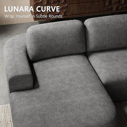 Dowinx 107'' Modular Sectional Sofa Couch with Chaise, No Assembly Required, Modern Bouclé-Inspired Upholstery, Convertible L-Shaped Design for Living Room – Charcoal Grey