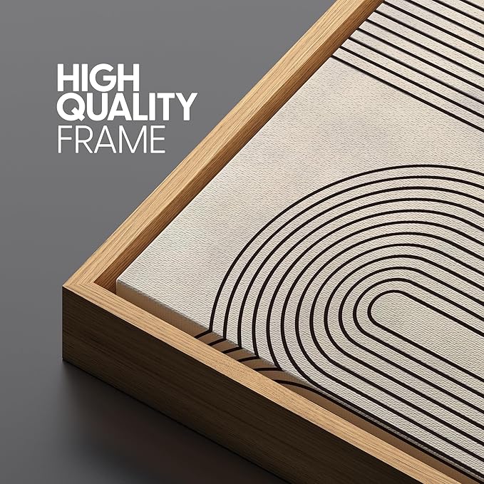 SIGNLEADER Framed Canvas Print Wall Art Set Duotone Geometric Black & White Polygons Abstract Modern Art Geometric Zen Mid-Century for Living Room, Bedroom, Office - 24"x36"x3 NATURAL