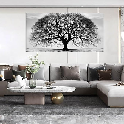 Prepeyssee Tree of Life Wall Art Large Artwork Black and White Wall Art Modern Landscape Nature Canvas Prints Decor for Living Room Bedroom Office Ready to Hang 29"x59"