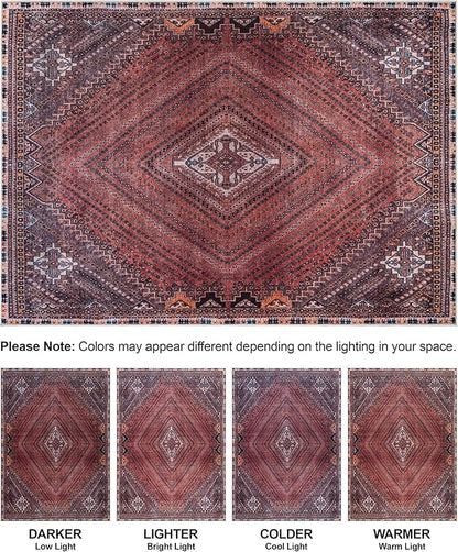 Bloom Rugs Washable Non-Slip 12 ft Runner - Red/Multicolor Traditional Bordered Runner for Entryway, Hallway, Bathroom, and Kitchen - Exact Size: 2.5' x 12'