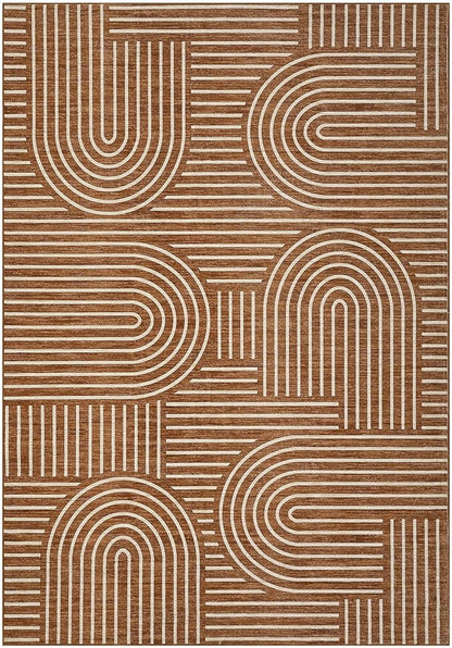 Washable Rug 2x3 Area Rugs for Entryway, Abstract Rug for Bedroom, Soft Rainbow Non Slip Small Area Rug with Rubber Back, Low Pile Stain Resistant Boho Geometric Carpet for Dining Room, Ash
