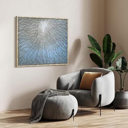 Empire Art Direct Ethereal Light Textured Metallic Hand Painted Blue Framed Canvas Wall Art, Ready to Hang, Living Room, Bedroom & Office, 30"x40"x1.5"