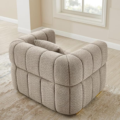 VANOMi 44.09”Oversized Accent Chair, Boucle Armchair with Deep Seat, Comfy Reading Chair for Living Room, Bedroom, Office, Apartment, Camel (1 Piece)