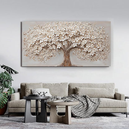 Canvas Wall Art Decor Prints Oversized Wall Art Pictures for Living Room Tree of Life Wall Art Decor Canvas Art Wall Decor Modern Large White Wall Art Prints Artwork for Walls Bedroom Office Decor 29" X 58"