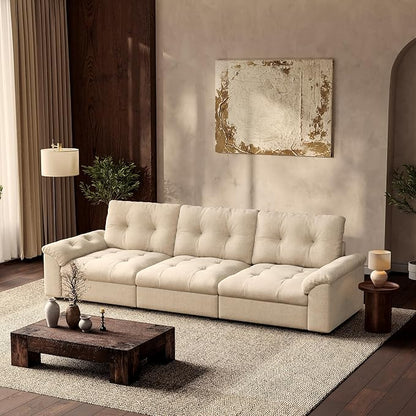 Oversized Modular Sectional Sofa with Storage, Modern Deep Seat Cloud Couch for Living Room, L-Shaped Large Sectional Couch, 3 Seater, Beige