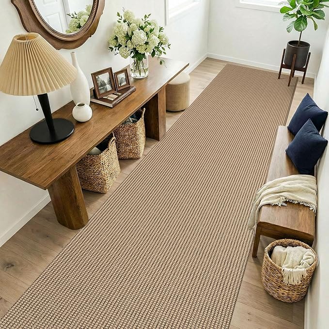 KOZYFLY Boho 3x14 Runners Rugs for Hallway, Long Washable Runner Rug, Woven Non Slip Kitchen Runner, Farmhouse Entryway Rug, Floor Carpet for Entry, Aisle, Hall, Orange Beige/Tan/Brown