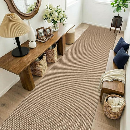 KOZYFLY Boho 3x14 Runners Rugs for Hallway, Long Washable Runner Rug, Woven Non Slip Kitchen Runner, Farmhouse Entryway Rug, Floor Carpet for Entry, Aisle, Hall, Orange Beige/Tan/Brown