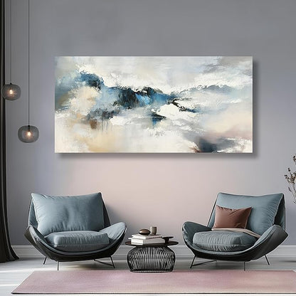 Yuaxker Abstract Wall Art Blue and White Wall Decor Vogue Canvas Painting Artwork for Living Room Bedroom Dining Room Office Home Decor 24x48 Inch