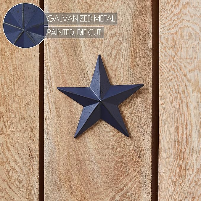 VHC Brands Patriotic Faceted Metal Star Navy Wall Hanging 4x4, Independence Day Decor, American Star Design, Distressed Appearance Metal Wall Hanging