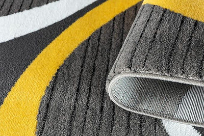 GLORY RUGS Modern Area Rug Swirls Carpet Bedroom Living Room Contemporary Dining Accent Sevilla Collection 4817A (Yellow, 5x7)