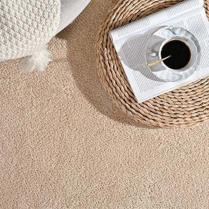Gifeas Ultra Soft Round Area Rugs for Living Room Bedroom, 5x5 Feet Beige Thickened Memory Foam Modern Indoor Circle Carpets, Non-Slip Comfy Circular Rug for Boys Girls Nursery Room Home Decor