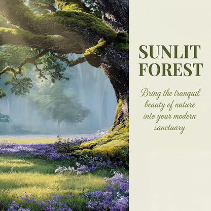 Ardemy Giant Tree Forest Canvas Wall Art 40"x20" Picture – Sunlit Landscape with Purple Wildflowers, Large Green Nature Painting for Living Room Bedroom Home Office Decor