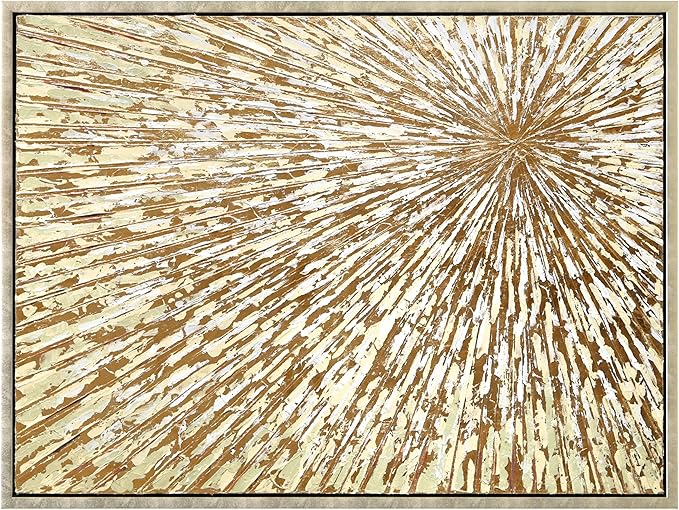 Empire Art Direct Radiant Burst Metallic Hand Painted Framed Canvas Wall Art with Gold Foil, Ready to Hang, Living Room, Bedroom & Office, 30"x40"x1.5"