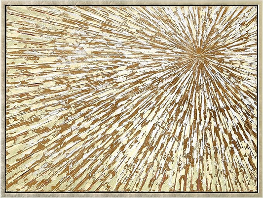Empire Art Direct Radiant Burst Metallic Hand Painted Framed Canvas Wall Art with Gold Foil, Ready to Hang, Living Room, Bedroom & Office, 30"x40"x1.5"
