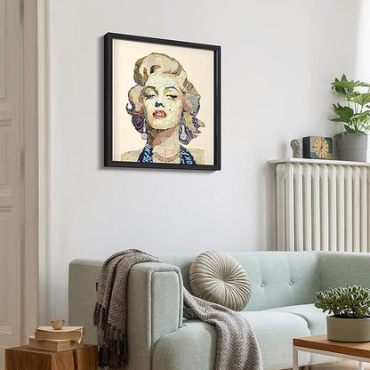Empire Art Direct Dimensional Collage Framed Graphic Paper Under Glass Wall Art by Alex Zeng Ready to Hang, 25" x 25", Homage to Marilyn