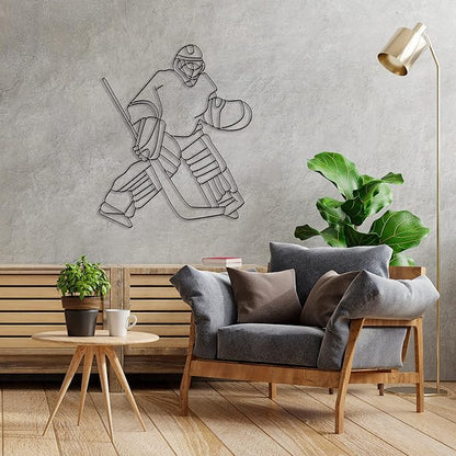 Hosley Ice Hockey Metal Wall Decor 29.25 Inch High - Ideal Home Decor Gift for Sports Enthusiast - Enhance Room, Bathroom, Home Office Decor - Perfect for Weddings & Parties