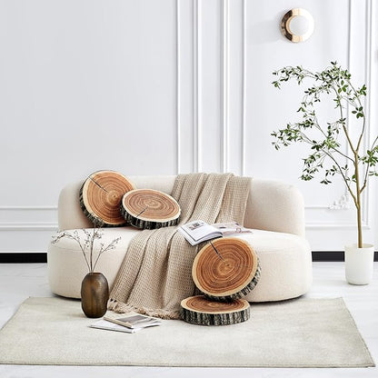 HYSEAS Decorative Round Throw Pillow, 3D Digital Print Comfortable Kids Funny Cute Wood Log Pillow Circle Seating Floor Cushion for Home, Couch, Sofa, Bedroom, Stump, 16 x 2.75 Inch, 2 Pack
