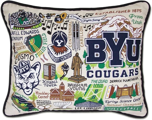 Catstudio Brigham Young University (BYU) Collegiate Embroidered Decorative Throw Pillow