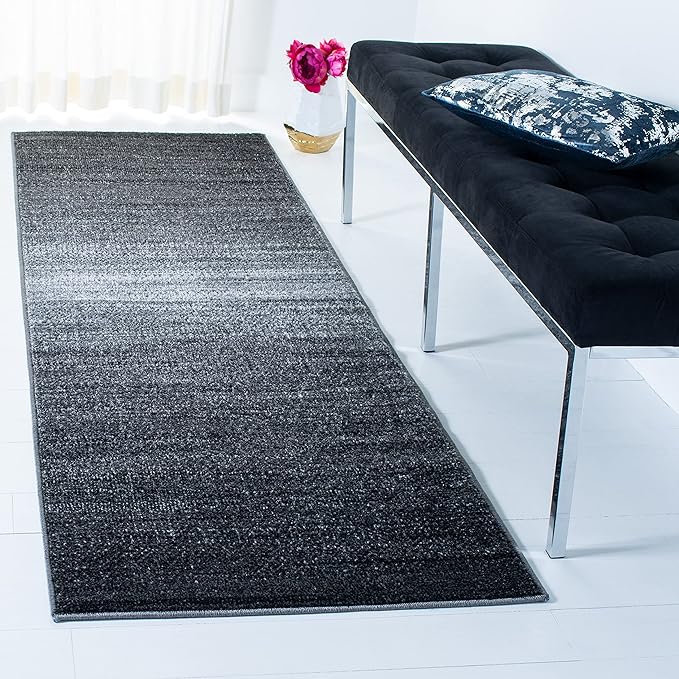 SAFAVIEH Adirondack Collection Runner Rug - 16' Runner, Dark Grey & Light Grey, Contemporary Design, Stain Resistant, Ideal for High Traffic Areas in Hallway, Bathroom & Kitchen (ADR183A-216)
