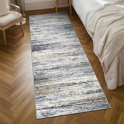 Modern Abstract Runner Rug 2x6 Runner Rugs with Non Slip Backing, Low Pile Soft Washable Runner for Hallway Entryway Laundry Bedroom Kitchen