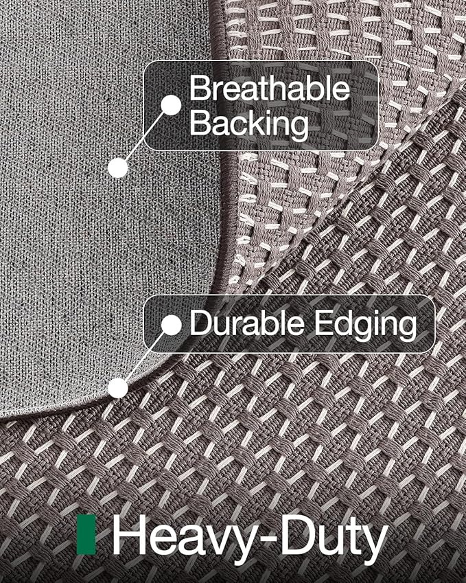 LUMI 5x8 Indoor Area Rugs, Non-Slip Low Profile Checkered Inside Rug, Comfort Weave Grid Pattern Floor Rug