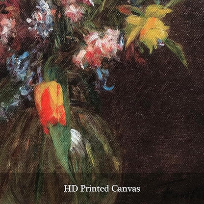 Pyradecor Framed Canvas Wall Art Vintage Decor Flowers in Vase Canvas Prints Classical Floral Painting Artwork Farmhouse Wall Decor for Living Room Decorations