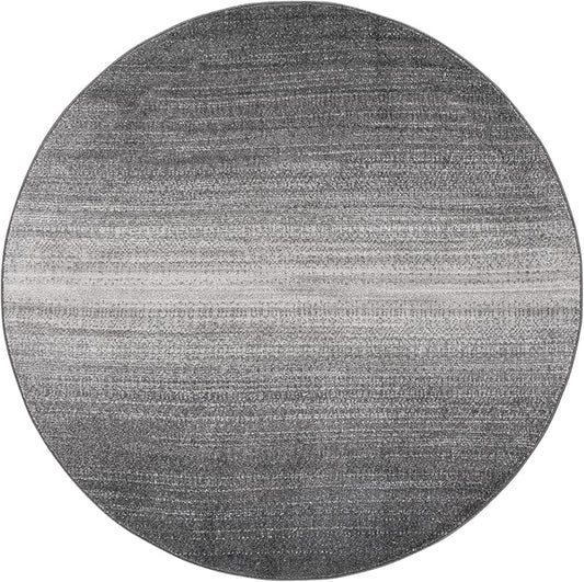 SAFAVIEH Adirondack Collection Area Rug - 6' Round, Dark Grey & Light Grey, Modern Design, Non-Shedding & Easy Care, Ideal for The Living Room, Dining, Bedroom (ADR183H)