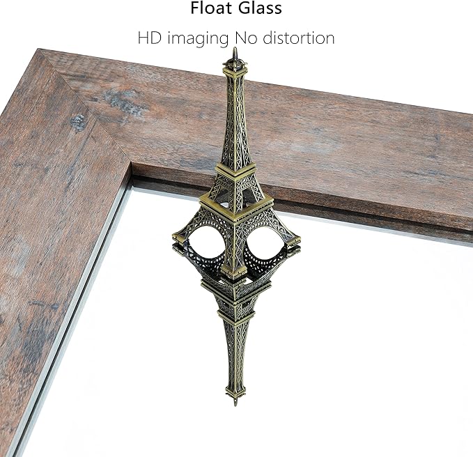 Syndra Wood Mirror with Frame, Rustic 24X32 Inch Wall Mounted Vanity Mirror with Large Wood Frame, Farmhouse Bathroom Mirror for Bedroom, Living Room, Entryway Wall Decor(Natural)