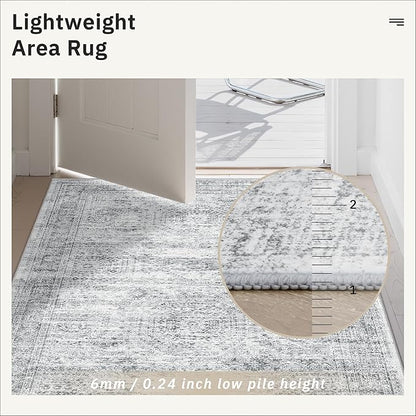 Soalmost Runner Rug 2x7 Washable Non-Slip Hallway Runner Rugs for Kitchen Bathroom Laundry Room Grey Vintage Floor Carpet Runners for Hallways Entryway