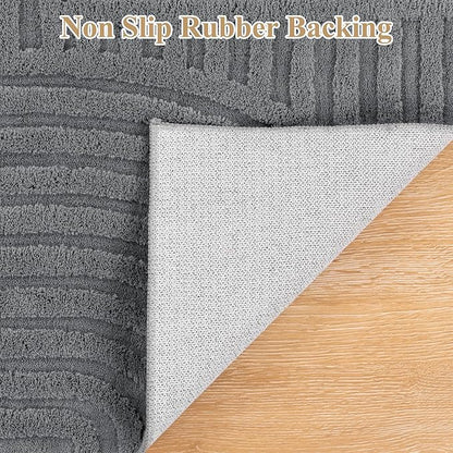 Pauwer 5x7 Washable Area Rugs for Living Room Modern Grey Solid Color Soft Fluffy Rugs for Bedroom Non Slip Boho Accent Indoor Mat Floor Carpet Cover for Kids Room Dining Room Kitchen Office