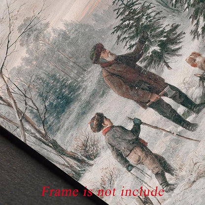 Uniro Christmas Wall Art Prints, Vintage Christmas Decor, Neutral Winter Landscape Painting, Antique Rustic Christmas Artwork, Farmhouse Snowy Winter Holiday Wall Decor, Aesthetic Xmas Posters for Bedroom, Living Room, Gallery, winter Room Decor, Holid...