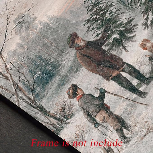 Uniro Christmas Wall Art Prints, Vintage Christmas Decor, Neutral Winter Landscape Painting, Antique Rustic Christmas Artwork, Farmhouse Snowy Winter Holiday Wall Decor, Aesthetic Xmas Posters for Bedroom, Living Room, Gallery, winter Room Decor, Holid...