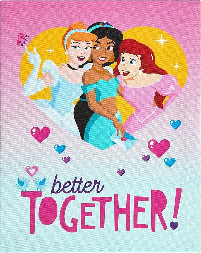Disney Princess Canvas LED Wall Art – 11.5" x 15.75" Children's Hanging Décor, Light-Up Artwork for Kids' Rooms