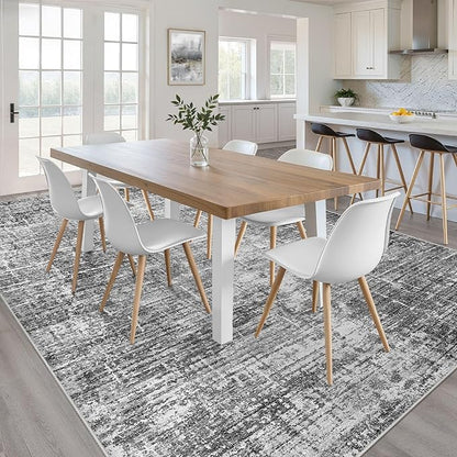 10x12 Area Rug Living Room: Washable Large Neutral Black Rug Abstract Soft Modern Stain Resistant Indoor Floor Non-Slip Carpet for Bedroom Nursery Kids Office Playroom Dining Room Under Table Home