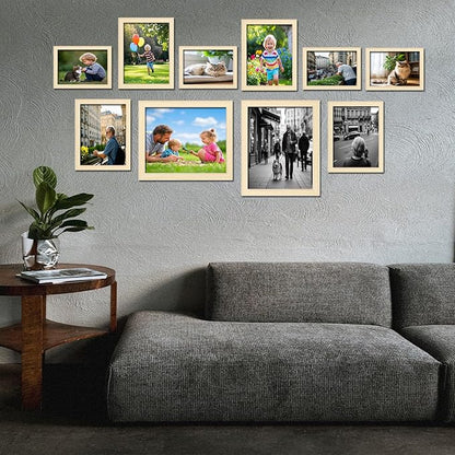 xnlkros Picture Frame Set 10 pack, Farmhouse Photo Frames, Gallery Wall Frame Collage, 8x10 5x7 4x6 Frames in 3 Different Finishes Picture Frames For Wall or Desk,Natural