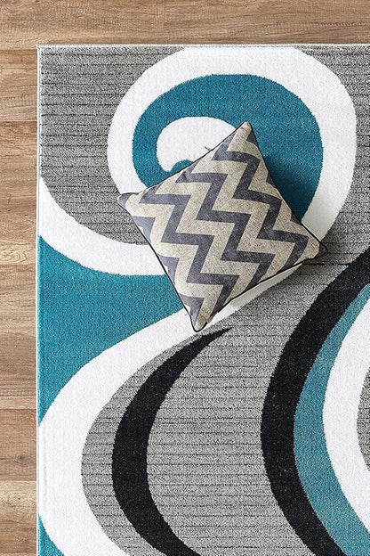 GLORY RUGS Modern 8x10 Area Rug Bedroom & Living Room Carpet with Swirls in Turkaz Grey | Contemporary Dining Accent Sevilla Collection 4817A