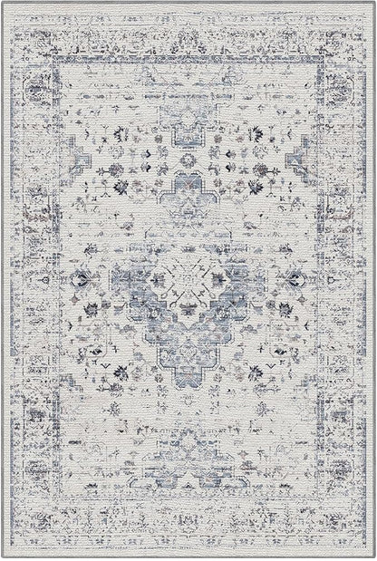 LUMI 8x10 Washable Area Rug for Living Room, Ultra Soft Traditional Rugs Non Slip with Rubber Backing, Low Profile, High Traffic, Stain Resistant Carpets, Ideal for Bedroom, Dining Room, Indoor