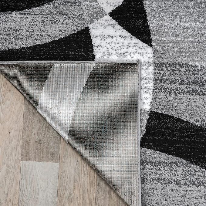 Rugshop Gray Medium Indoor Area Rug, Abstract Circles, High-Traffic, Non-Shedding, for Living Room, Home Office and Bedroom, 4' x 6'