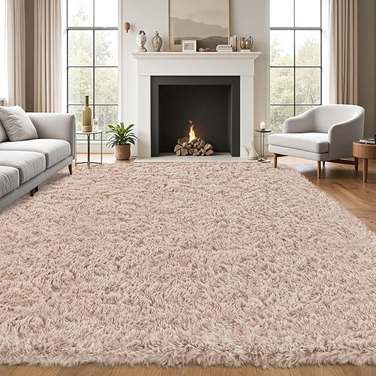 5x8 Area Rug for Living Room:Ultra Soft Fluffy Shag Beige Rugs,Large Fuzzy Plush Indoor Non Slip Carpet Washable Rug for Bedroom Kids Nursery Office Dorm Modern Decor(Beige 5'x8')