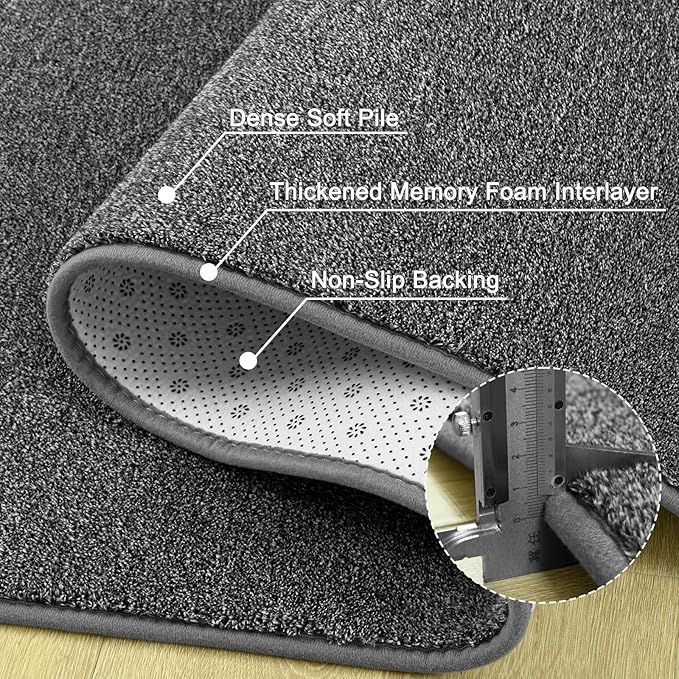 4x6 Area Rugs for Bedroom Living Room, Dark Grey Soft Low-Pile Modern Indoor Thickened Memory Foam Non-Slip Washable Carpets for Kids Dorm Home Decor Rug