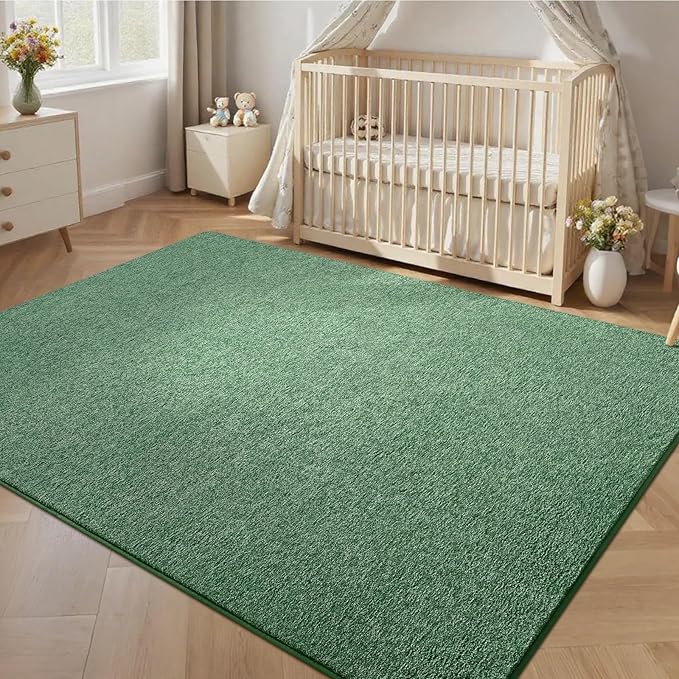 6x9 Area Rugs for Bedroom Living Room, Green White Soft Low-Pile Modern Indoor Thickened Memory Foam Non-Slip Washable Carpets for Kids Dorm Home Decor Rug