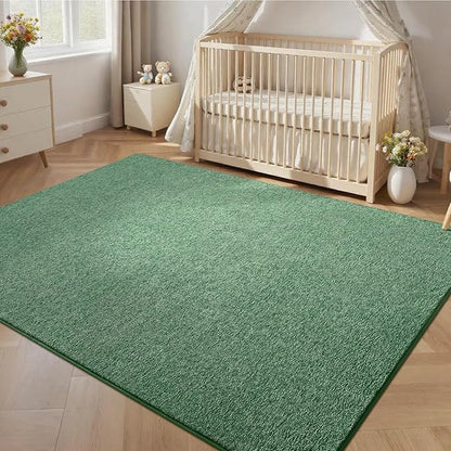 4x6 Area Rugs for Bedroom Living Room, Green White Soft Low-Pile Modern Indoor Thickened Memory Foam Non-Slip Washable Carpets for Kids Dorm Home Decor Rug