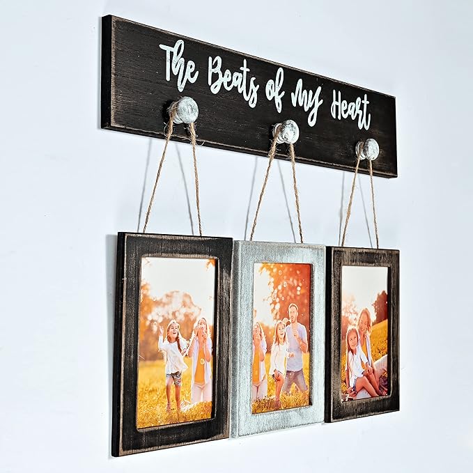 4X6 Picture Frames Collage for Wall Farmhouse Rustic Vintage Photo Frame with HD plexiglass Hanging Collage Picture Frame Wall Decor for Living Room, Set of 3