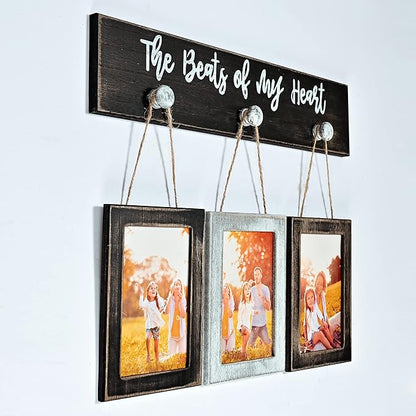 4X6 Picture Frames Collage for Wall Farmhouse Rustic Vintage Photo Frame with HD plexiglass Hanging Collage Picture Frame Wall Decor for Living Room, Set of 3